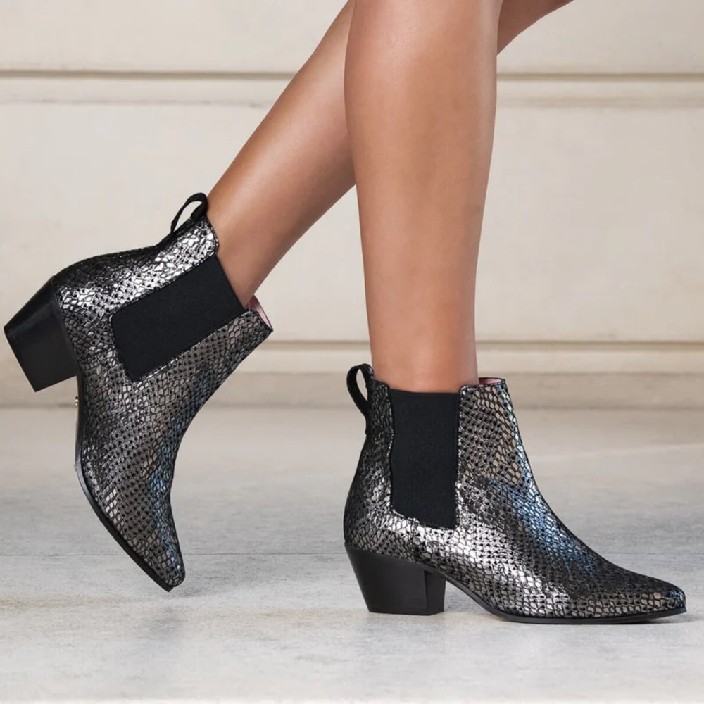 Maje Metallic Leather ankle boots